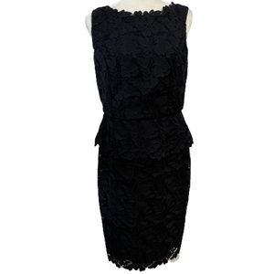 Talbots Peplum Guipure Lace Dress Sleeveless Sheath Fully Lined Back Vent Size 8